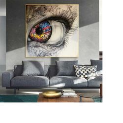 Big Eye: A Graffiti-Inspired Modular Canvas Painting for Living Room Graffiti Decor