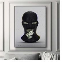Black Mask of Wealth: A Symbol of Prosperity - Luxury Canvas Painting Wall Art for Office or Home Decor