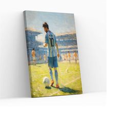 Lionel Messi Impressionist Style Design Football Soccer Legend Kidsroom Wall Hanging Decor Canvas Painting Gicle Print M