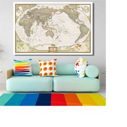 National Geographic World Map Canvas Wall Art Modern Home Decor Kidsroom Ready Wall Hanging Printed on Canvas Painting P