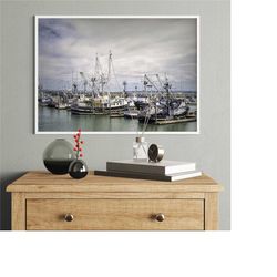 fishing fleet canvas, ship wall decor, boat poster, canvas painting, boating ship painting, framed canvas, wall hanging
