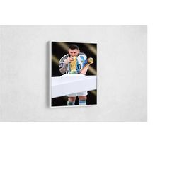 lionel messi art qatar 2022 world cup winner, messi canvas, lionel messi poster, football cup winner framed canvas, wall