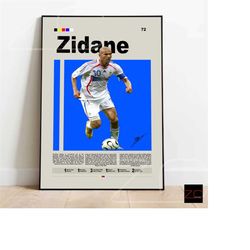 Zinedine Zidane Poster Digital Download, French Footballer, Soccer Gifts, Sports Poster, Football Player Poster, Sports