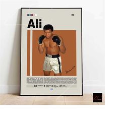 muhammad ali boxing poster, sports poster, boxing wall decore, mid-century modern, motivational wall art, sports bedroom