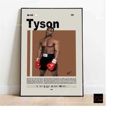 mike tyson boxing poster, sports poster, boxing wall decor, mid-century modern, motivational wall art, sports bedroom po