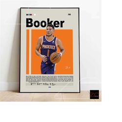 Devin Booker Phoenix Suns NBA Poster: A Stylish Addition for NBA Fans and Sports-Themed Bedrooms with Mid-Century Modern