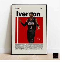 Allen Iverson NBA Poster: Modern Sports Art, Perfect Basketball Gift, Ideal for Philadelphia 76ers Fans and Sports Bedro