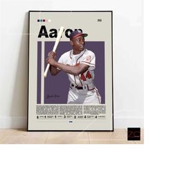 Hank Aaron Poster Digital Download, Atlanta Braves Poster, Baseball Prints, MLB Poster, Baseball Wall Art, Sports Bedroo
