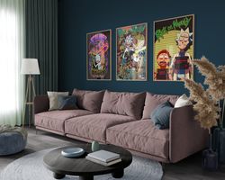 Rick And Morty Set of 3 Posters, Rick And Morty, Film Cover Graphic Rick, Morty, Adult Swim, TV Show, TV Wall Art, Vinta