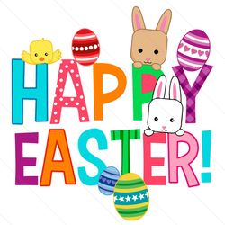 Happy Easter Svg, Easter Svg, Easter Day Svg, Easter Bunny Svg, Easter Eggs Svg, Colored Eggs Svg, Bunny Eggs Svg, Happy