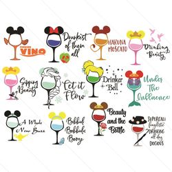 Disney Princess Wine Glass Svg Bundle, Trending Svg, Disney Princess Svg, Princess Wine Glass, Disney Wine Glass, Drunk