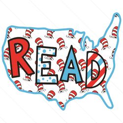 Read Across America Dr Seuss Svg, Dr Seuss Svg, America Map Svg, Reading Books Svg, Read Dr Seuss, Reading Svg, Reading