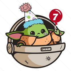 Baby Yoda 7th Birthday Svg, Birthday Svg, Baby Yoda Svg, Cute Yoda Svg, Baby Yoda Birthday Svg, 7th Birthday Svg, Happy