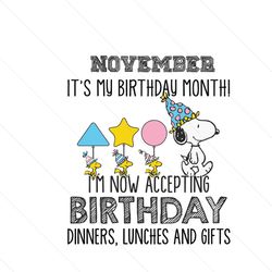 November Its My Birthday Month Svg, Birthday Svg, Birthday Snoopy Svg, Snoopy Svg, November Birthday Svg, November Svg,