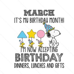 March Its My Birthday Month Svg, Birthday Svg, Birthday Snoopy Svg, Snoopy Svg, March Birthday Svg, March Svg, Born In M