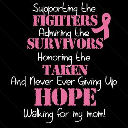 Supporting the fighters admiring the survivors, Trending Svg,breast cancer,cancer svg,cancer awareness,honoring the take