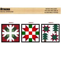 Christmas Barn Quilt Svg cut files / Noel Tree Quilt patterns / New Year Arrow Wall Art / Snowflake Quilt blocks