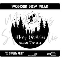 Merry Christmas and Wonder New Year | Greeting Card | Wonder Woman Silhouette | Stars | Quality Svg, Png | Cricut file |