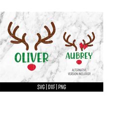 Rudolph Reindeer SVG, Christmas Antlers Name frame, Elf, Kids, Holiday, Monogram | Instant Digital Download, Cut File, S
