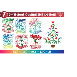 Christmas Gymnastics Bundle SVG 7 Designs Santa Elf print iron on color Cut Files Cricut Silhouette Cameo Download  dxf