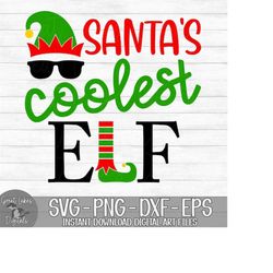 Santa&39s Coolest Elf - Instant Digital Download - svg, png, dxf, and eps files included! Christmas, Elf Hat and Feet