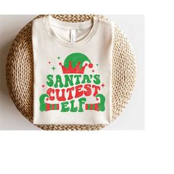 Santa&39s Cutest Elf SVG, Christmas Svg, Kids Christmas Gift, Retro Christmas Shirt, Svg Files for Cricut