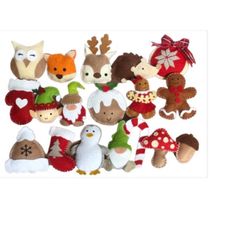 Christmas ornament SVG bundle of 18 cute characters. cricut. maker. fox. gonk. reindeer. gingerbread. owl. penguin. hedg