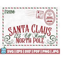 Santa Claus 123 Elf Road North Pole SVG Cut File | instant download | Letter To Santa | Santa Claus SVG | North Pole Mai