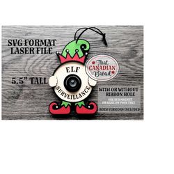 Elf Surveillance Ornament, laser svg file only