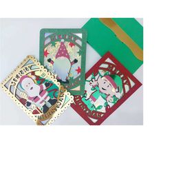 Bundle SVG Cricut Christmas Cards Cut Files Templates Christmas Tree Santa gifts elf gnome Silhouette Cameo Laser Christ