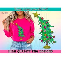 Faux sparkly glitter Christmas tree png, retro Christmas sublimation design, hanging Christmas tree png, cute Christmas