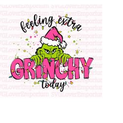 Feeling Extra Grichy Today Png, Grich Png, Merry Grichmas Png, Christmas Png, Retro Santa Hat Png, Christmas Lights, Dig