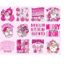 Retro Pink Christmas PNG Bundle, pink Christmas png, Christmas Png, christmas shirt design, PNG Bundle, Christmas Sublim