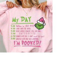 My Day Grinch Svg Png, Retro Christmas Svg,  Pink Grinch Svg,  Grinch Png, Pink Christmas Svg, Grinch Svg,  I&39m Booked