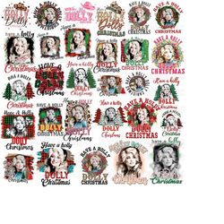 31 Retro Have A Holly Dolly Christmas Png Bundle, Merry Christmas Png, Country Music Lover, Christmas Gift PNG