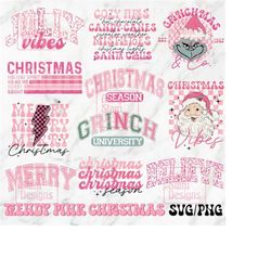 Pink Christmas SVG PNG, Retro Christmas png Bundle, groovy christmas svg, Pink Christmas, Retro Christmas svg, Christmas