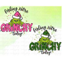 Feeling Extra Grichy Today Png, Grich Png, Merry Grichmas Png, Christmas Png, Retro Santa Hat Png, Christmas Lights, Dig