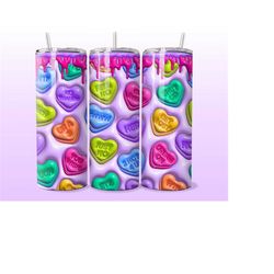 Funny Valentine&39s Day Inflated Tumbler Wrap, 3D Puffy Heart Conversation Candy 20oz Skinny Tumbler Sublimation Design