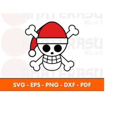 Santa Claus One Piece Straw Hat Crew Emblem - Digital Download for Crafters, SVG PNG PDF Eps Dxf Files, Gift for Anime F