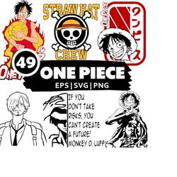Anime One Piece Digital Download Pack PNG SVG JPG | Clip Art & Image Files | Shirt Design | Cartoon Bundle | Under the S