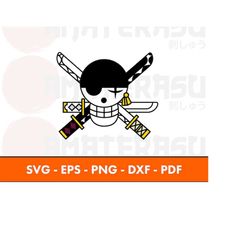 One Piece Zoro Roronoa Digital Download in SVG, PNG, PDF, Eps, Dxf Formats for Anime Enthusiasts and Crafters, Samurai o