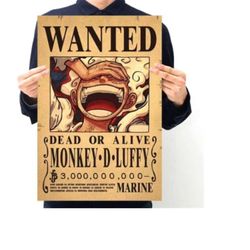 Cartel Wanted One Piece. Maqueta. Archivo lser. EPSAISVGpdf Descarga instantnea