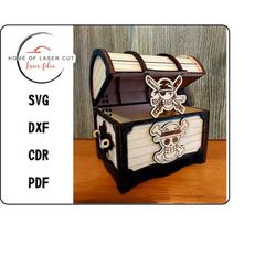One piece treasure box, 3mm material, svg dxf cdr pdf. laser ready file.