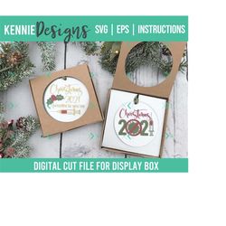 Display box svg template cut file flat acrylic or wooden ornaments presentation Christmas product packaging professional