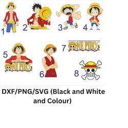 8 PREMIUM One Piece Bundle Graphic Design Png Anime Dtf SVG Transfer Anime Bundle Anime Silhouette Anime Vector Anime Pa