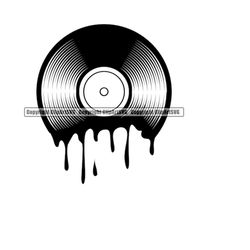 Vinyl Record Album Melting Dripping Music Turntable Player Mixer DJ Disc Jockey Club Stereo Sound Design Art Logo SVG PN