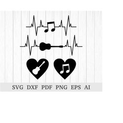 Heartbeat SVG, Heart Beat SVG, Music Heart SVG, Heart Pulse Svg, Music svg, Guitar svg, cricut & silhouette, vinyl, dxf,