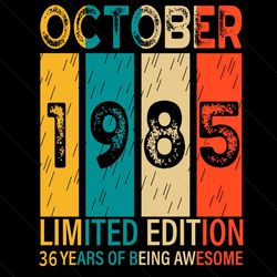 October 1985 Limited Edition 36 Years Of Being Awesome Svg