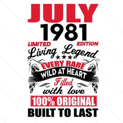 July 1981 Limited Edition Living Legend Birthday Svg