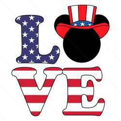 Love Patriotic Mickey Mouse Svg